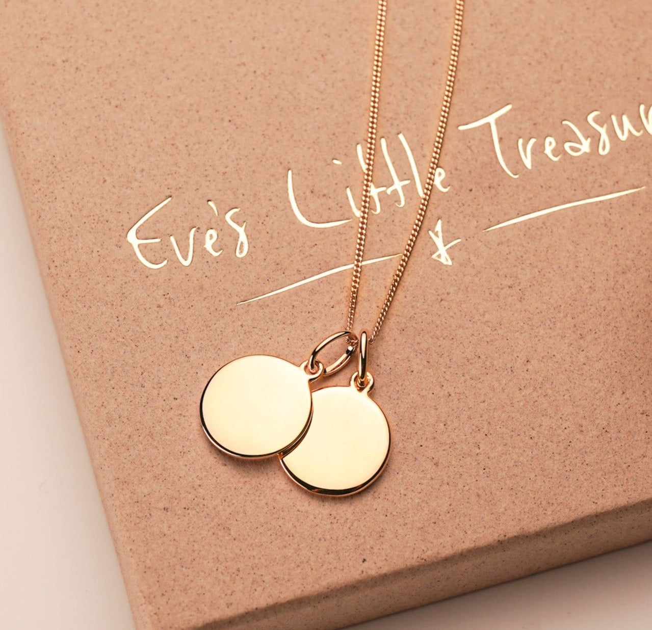 Double disc Gold Plated Sterling Silver Mini Disc Necklace EvesLittleTreasures