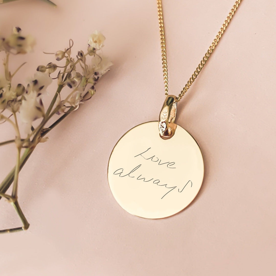 9 Carat Gold Personalised Handwriting Necklace. EvesLittleTreasures